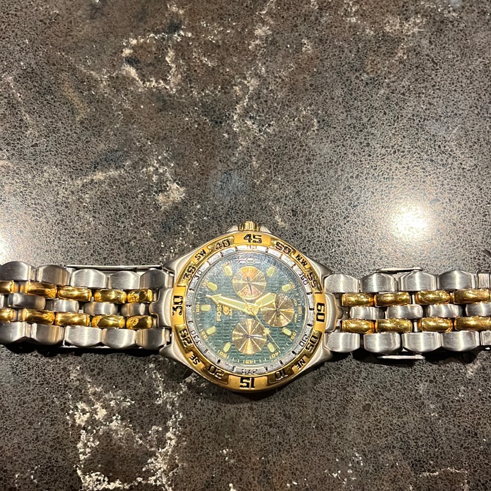 Fossil Blue BQ-8774 Watch 2- Tone Green Dial